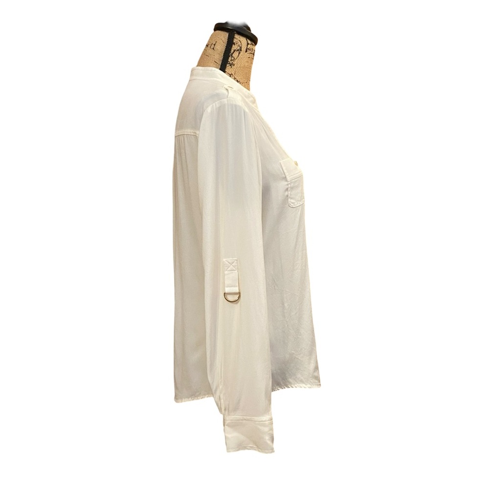 Cache Cream Mock Neck Half Button Up Blouse Size … - image 2